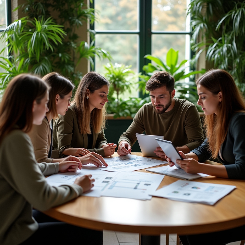 Echipă de consultanți în ședință de colaborare